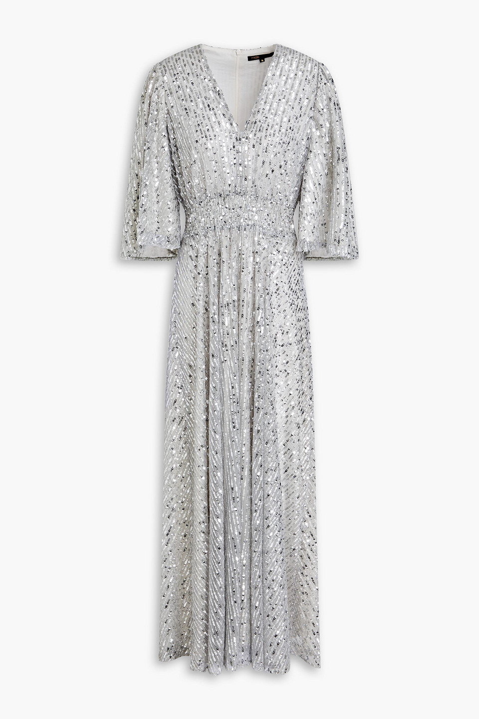 Maje Sequined Tulle Maxi Dress In Silber