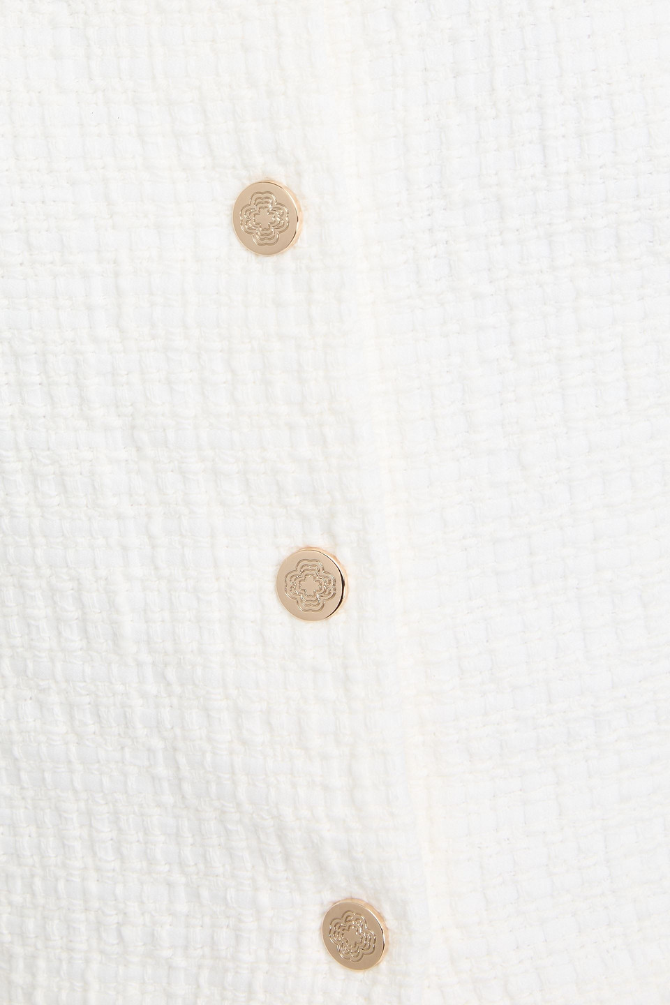 Maje Cropped Cotton-blend Tweed Top In Off-white