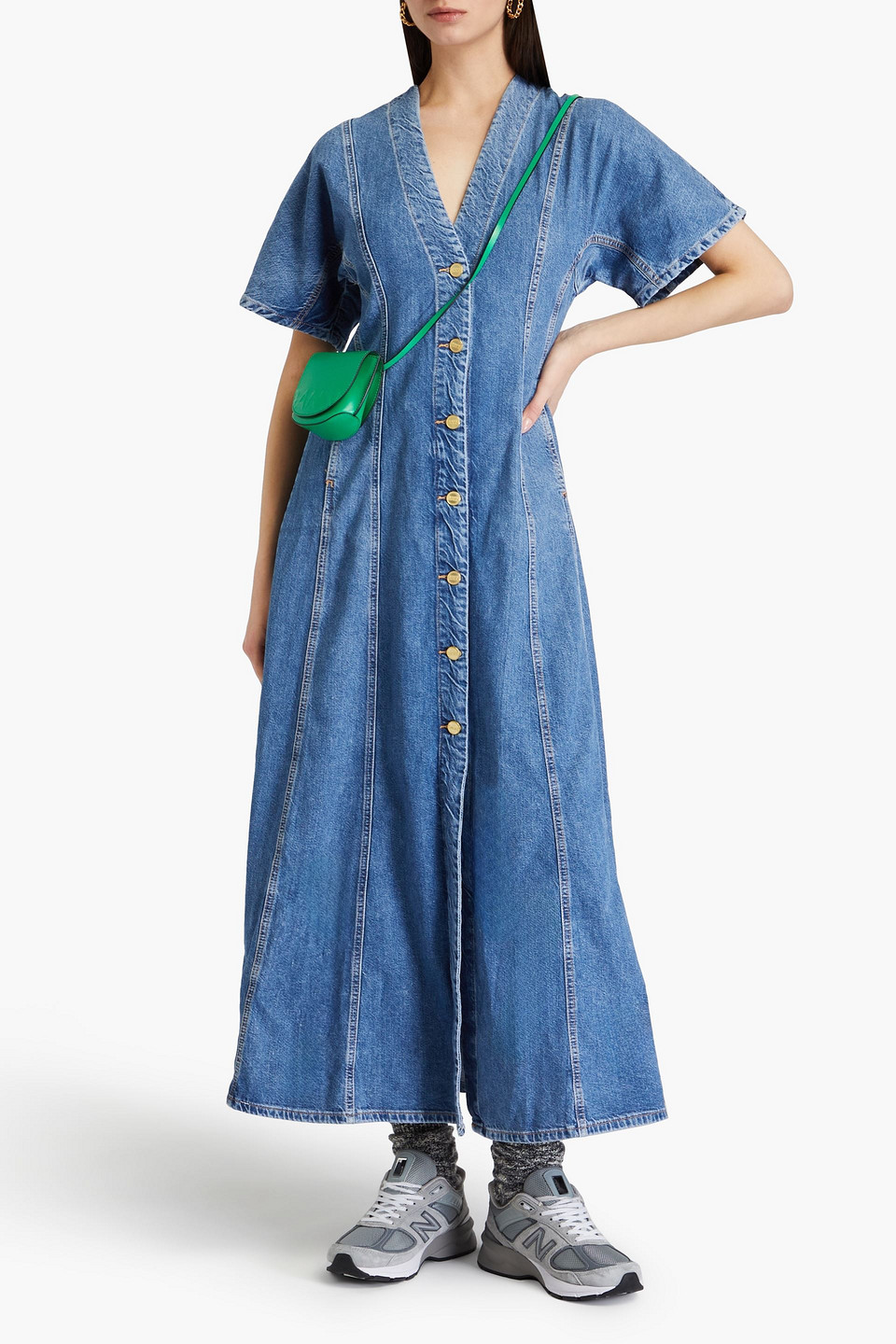  Ganni - Maxikleid Aus Denim - Blau - Eu 32 