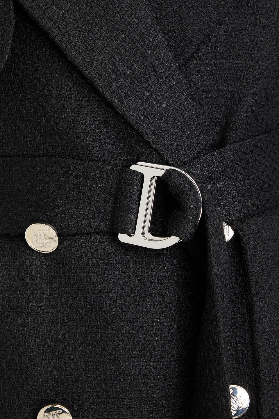 Maje Tweed Trench Coat In Schwarz