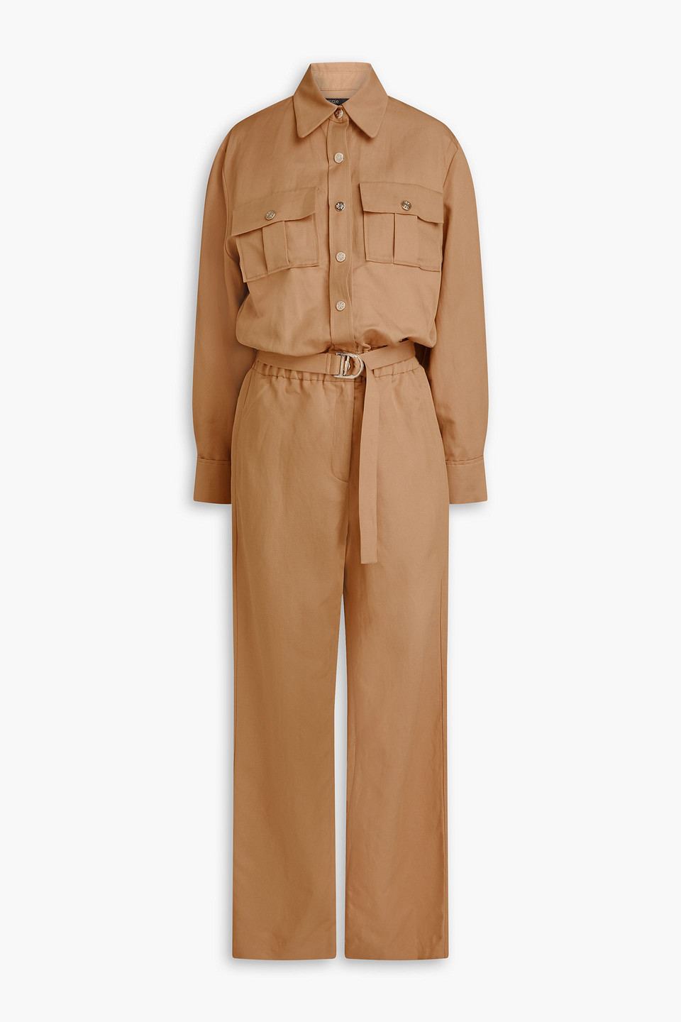 MAJE BELTED TWILL JUMPSUIT