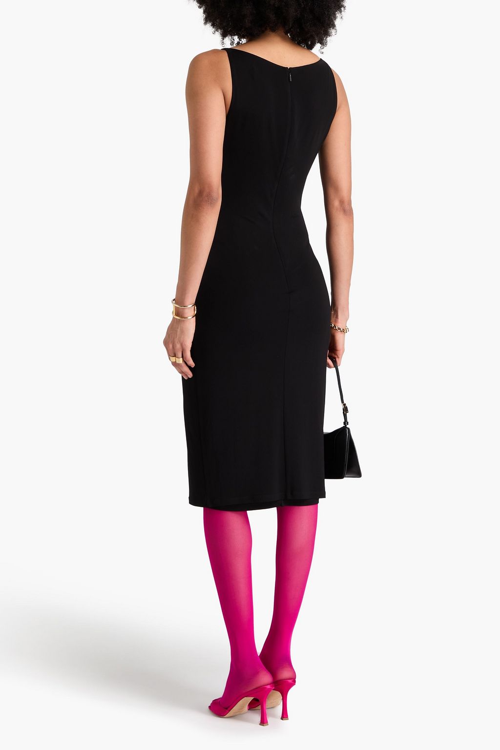 VERSACE Embellished draped stretch-jersey dress