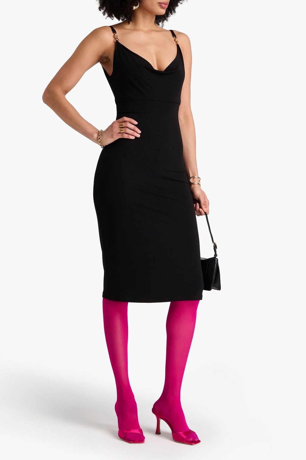 VERSACE Embellished draped stretch-jersey dress