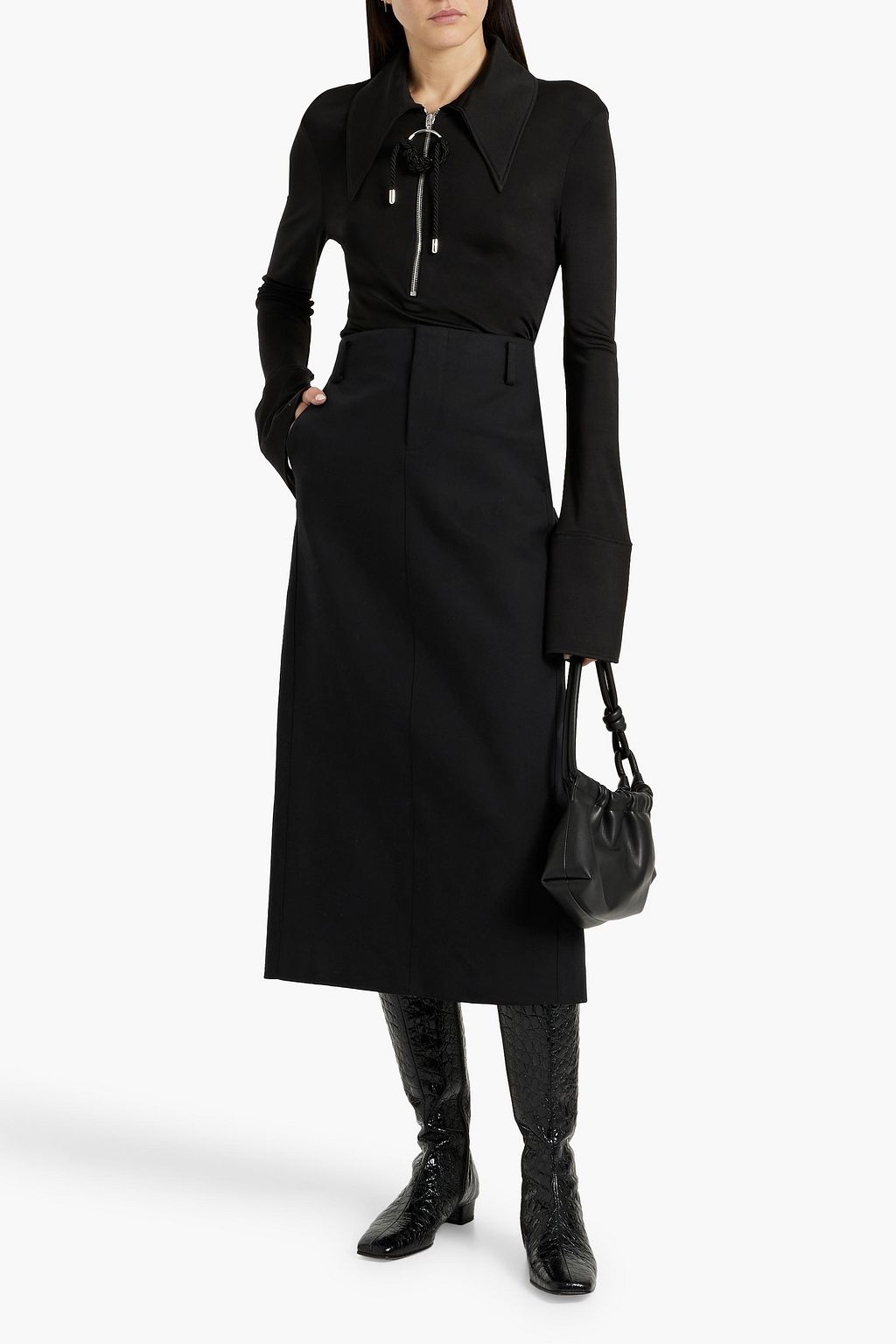 VINCE. Cotton-blend midi skirt