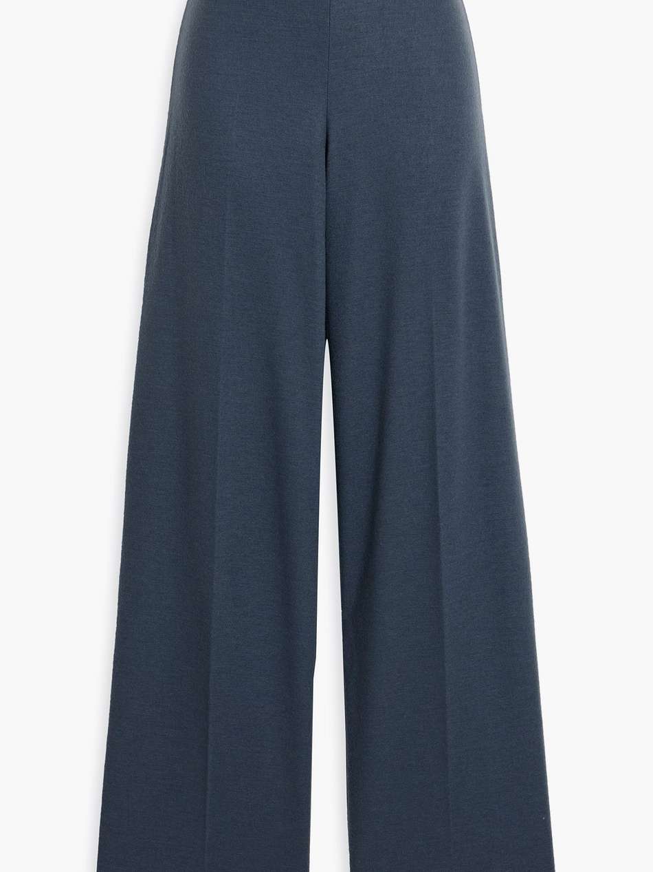 wool-blend straight-leg pants