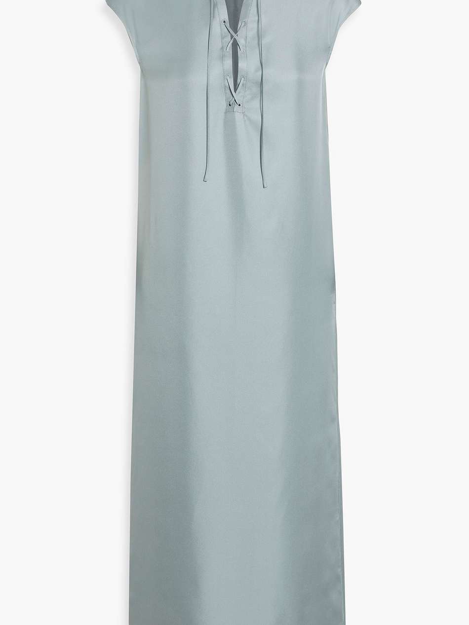 demeter lace-up silk-twill midi dress