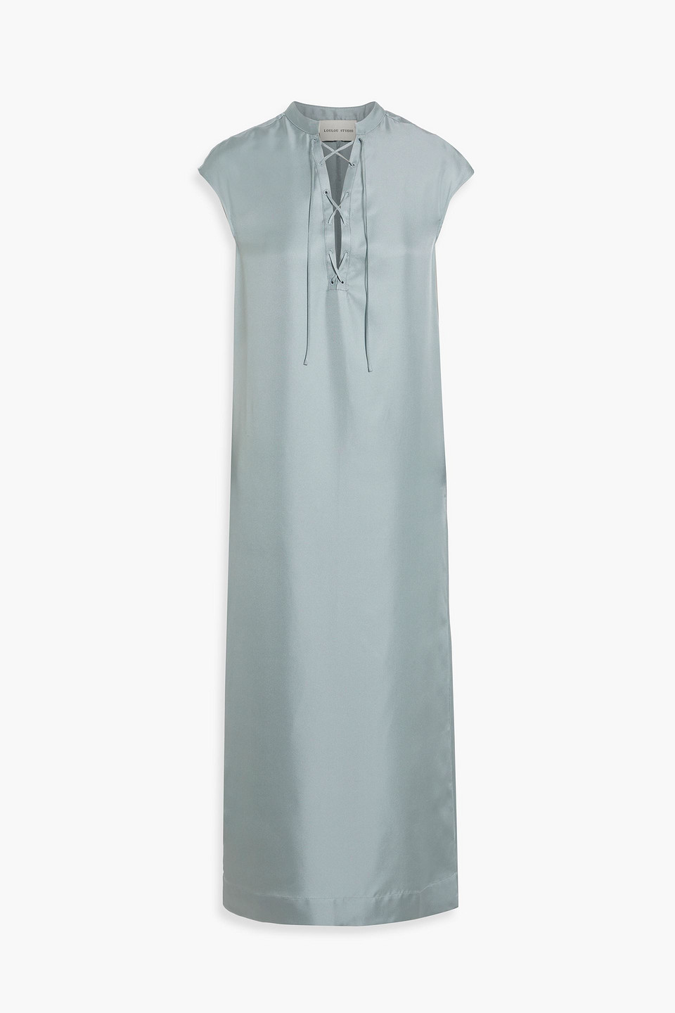Demeter lace-up silk-twill midi dress
