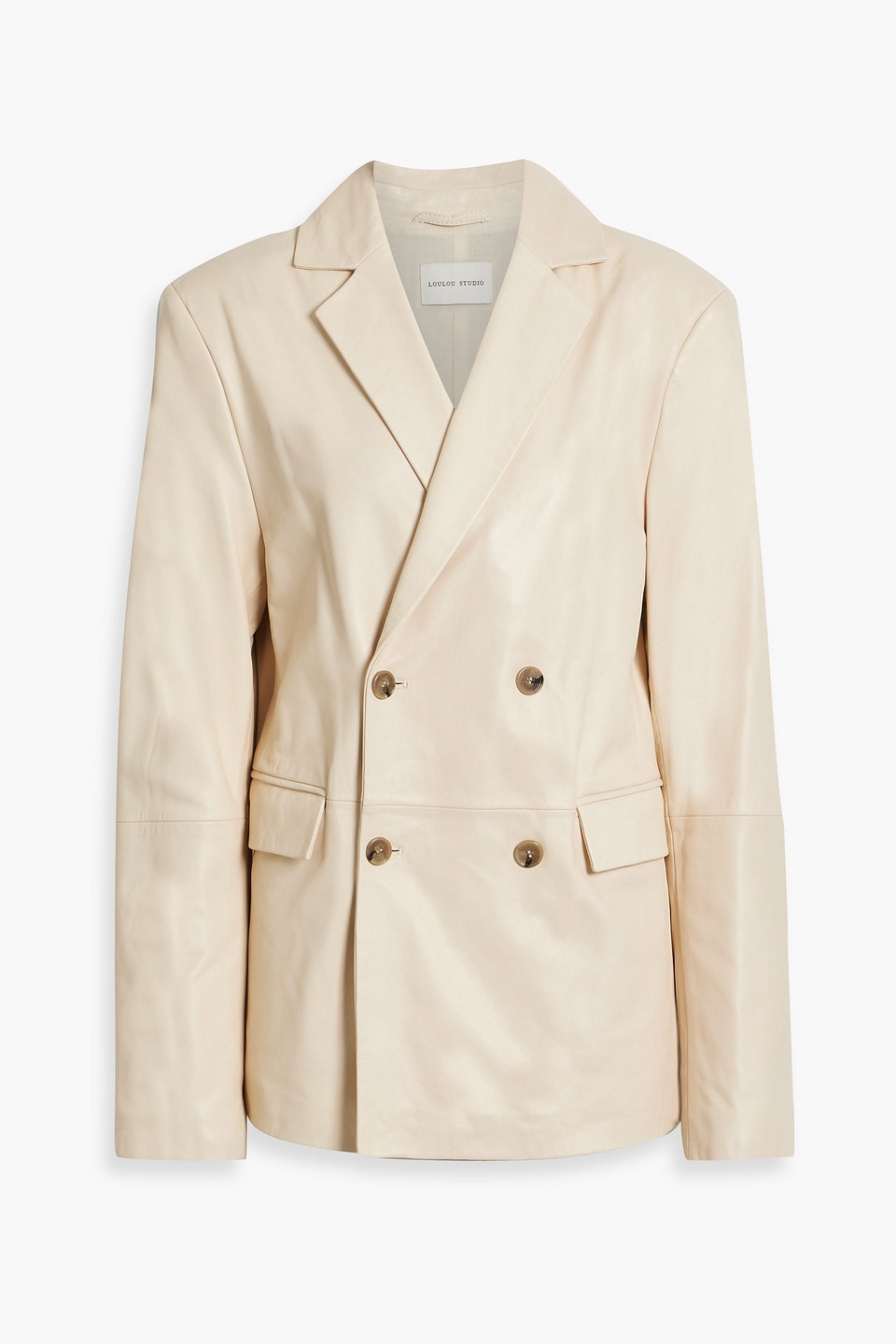 Loulou Studio Davao Double-breasted Leather Blazer In Cream