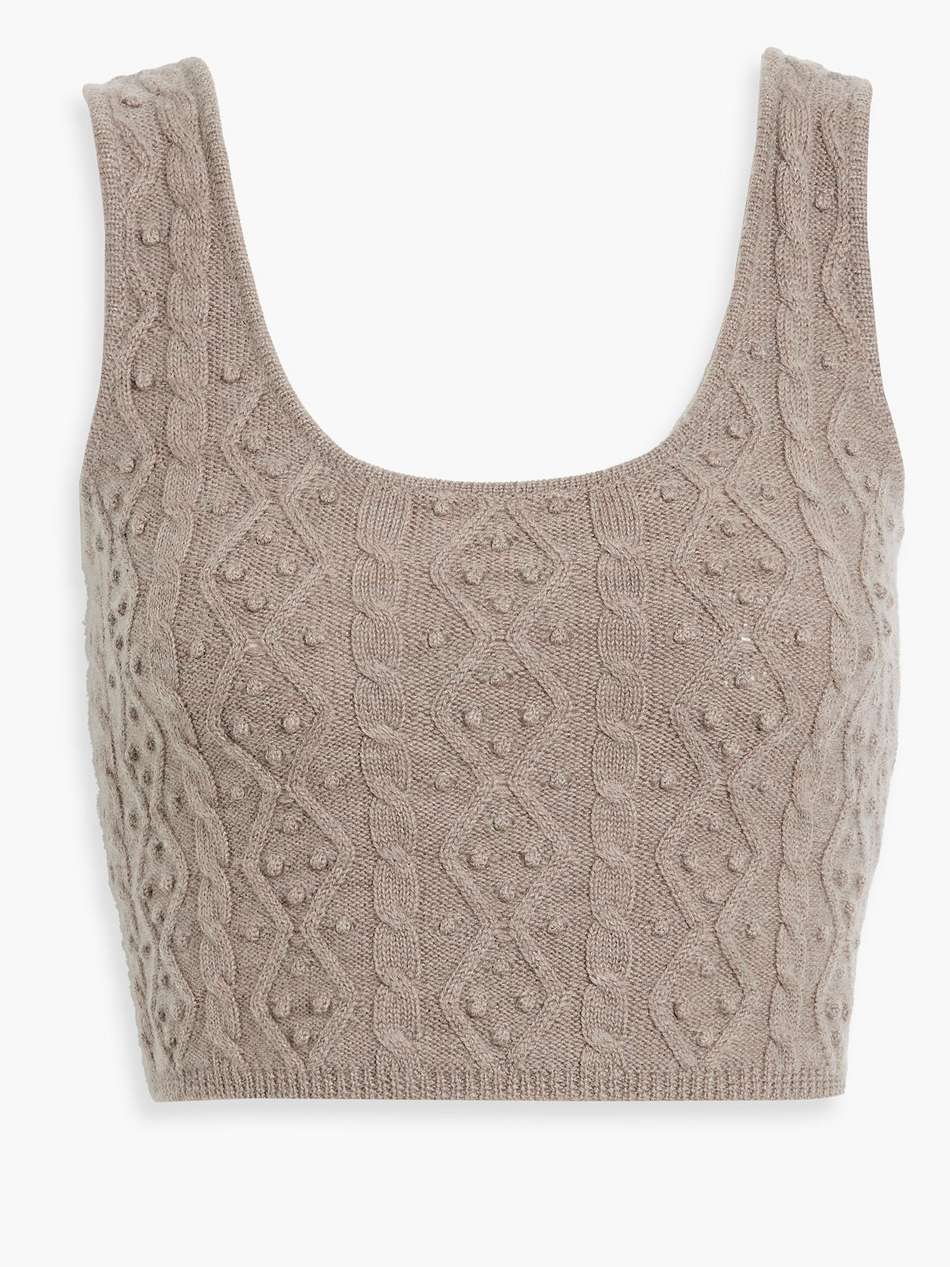 iris cropped cable-knit wool and cashmere-blend tank