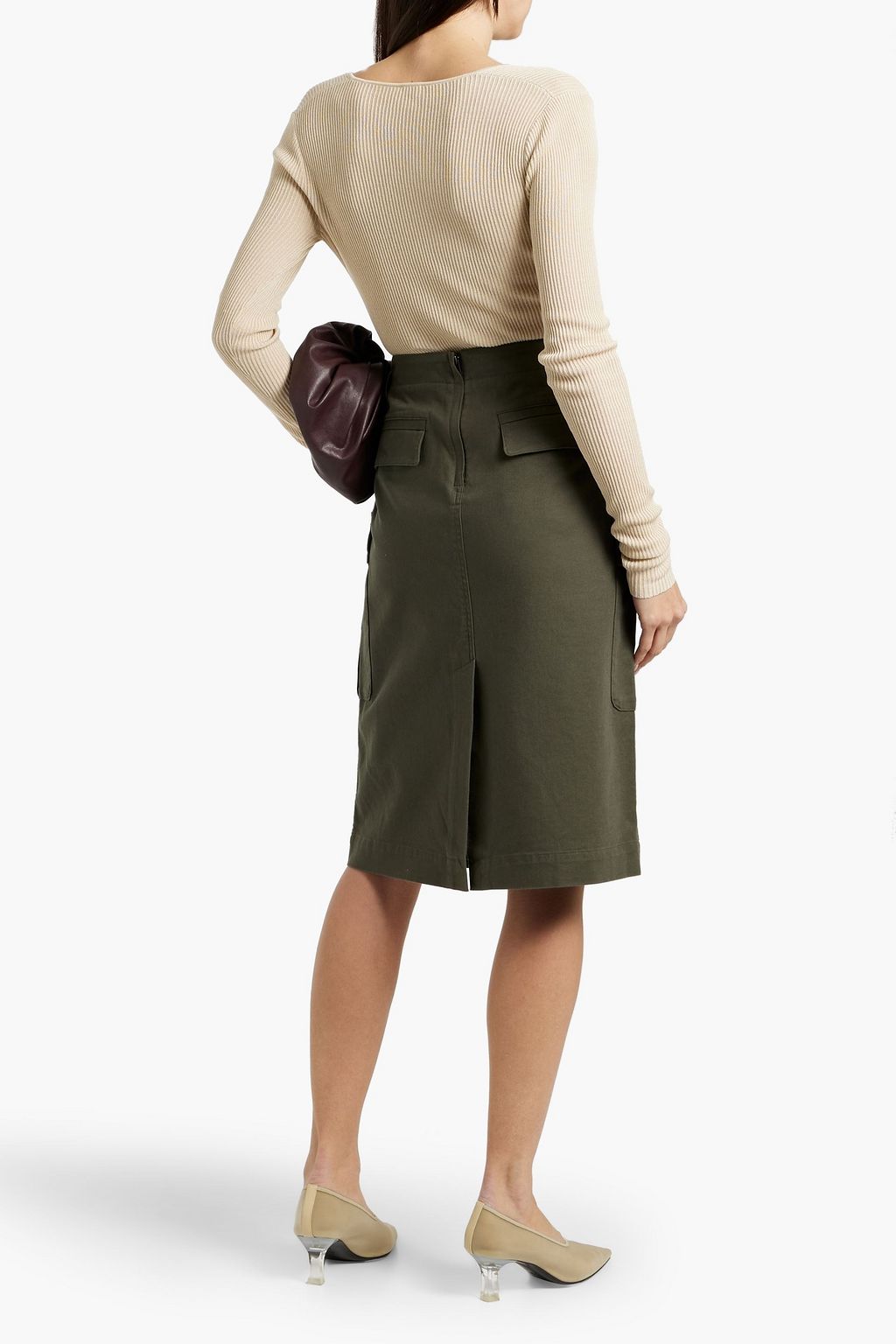 VINCE. Cotton-blend twill skirt