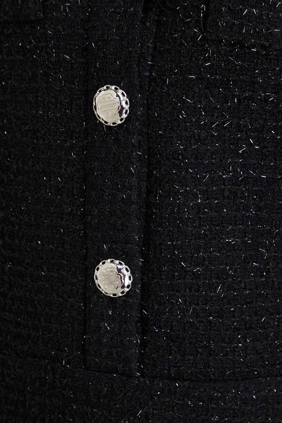 MAJE METALLIC COTTON-BLEND BOUCLÉ-TWEED MINI DRESS