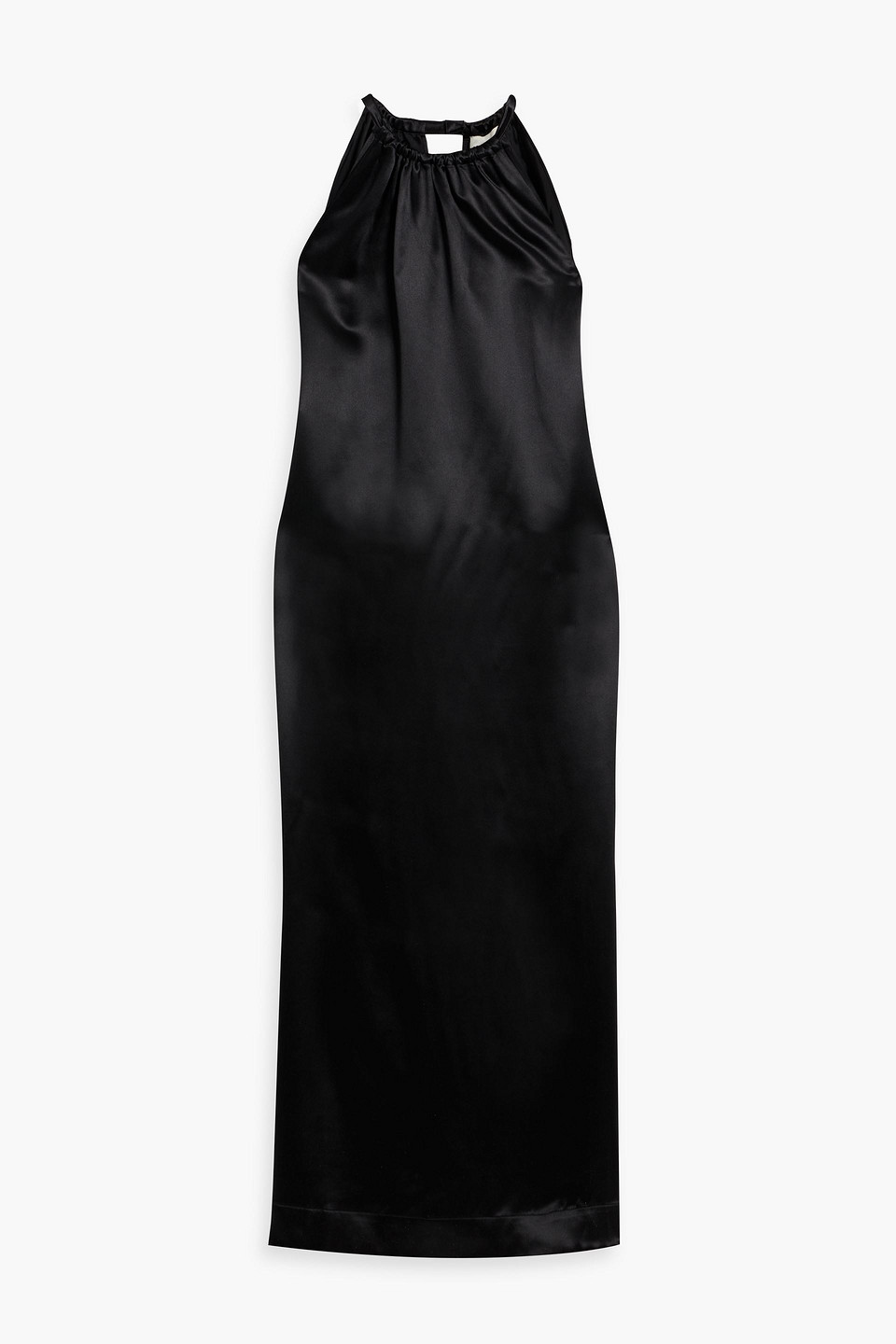 Loulou Studio Morene Silk Blend Halter Neck Long Dress In Black