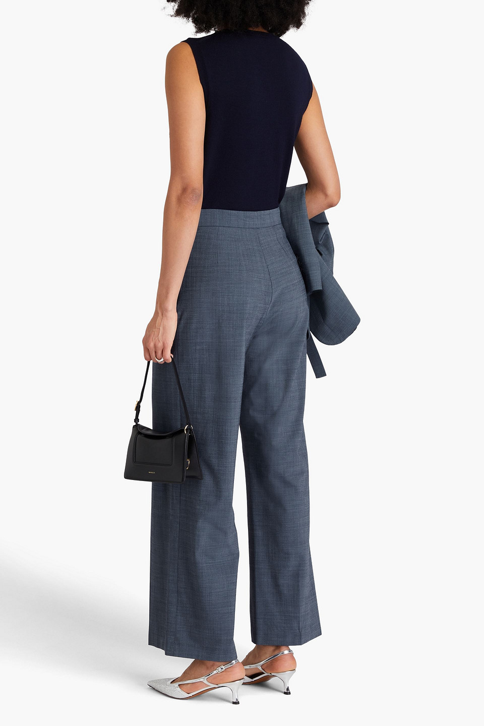 MAJE PLEATED WOVEN WIDE-LEG PANTS