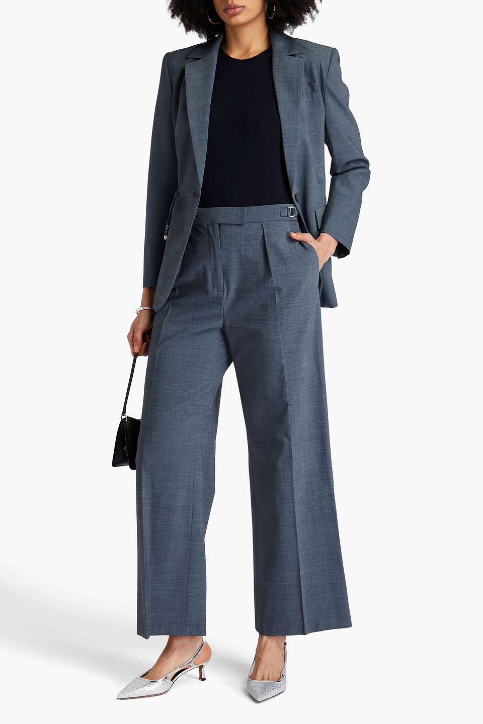 MAJE PLEATED WOVEN WIDE-LEG PANTS