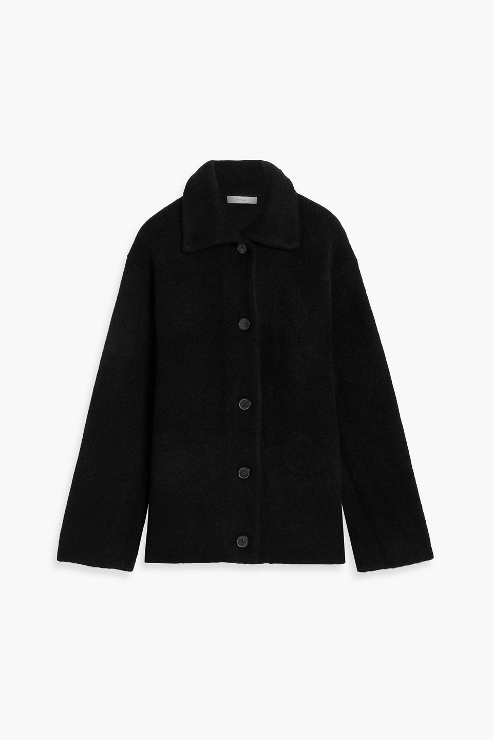 Vince Brushed Knitted Cardigan In Black