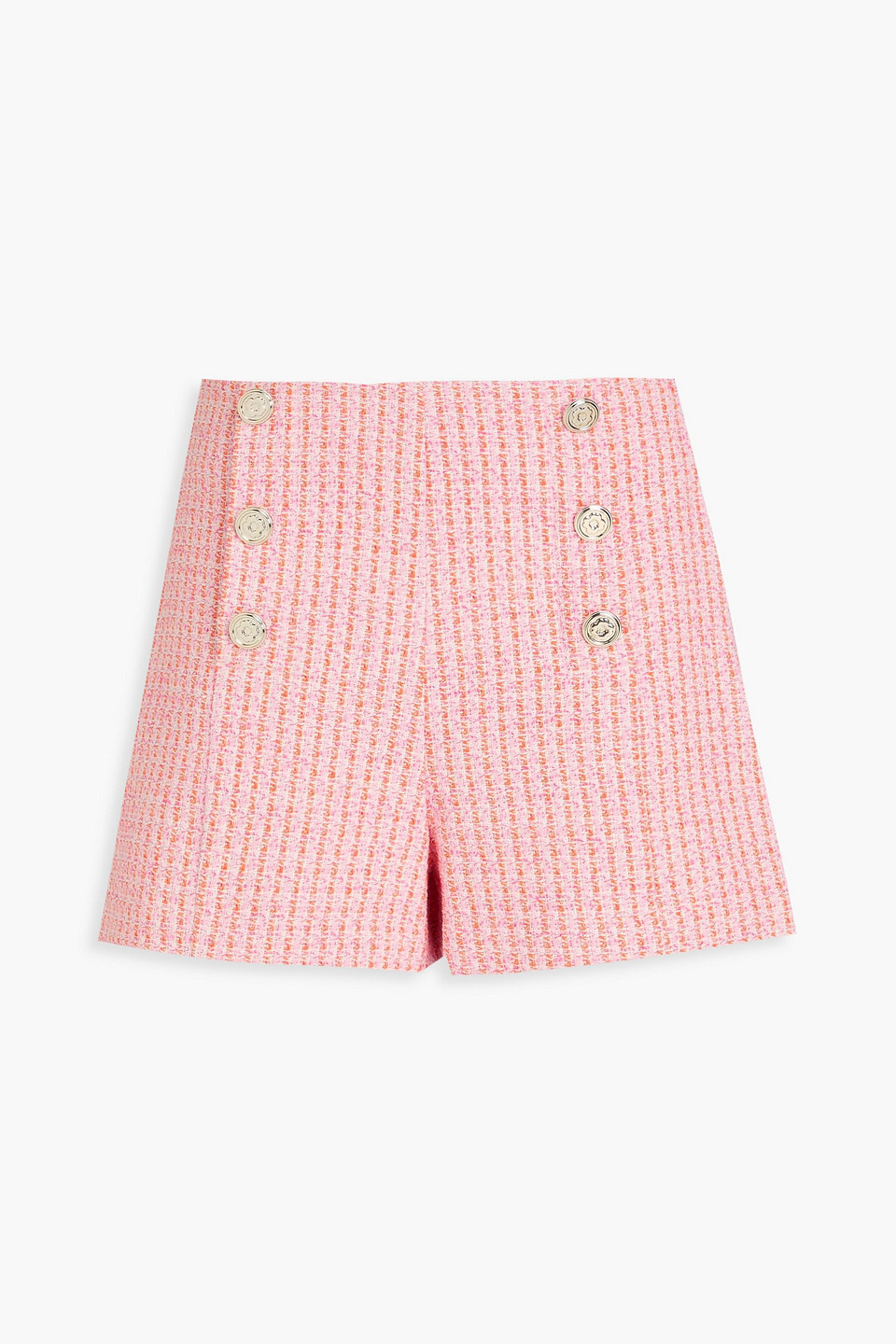 Maje Shorts Aus Tweed Aus Einer Baumwollmischung Mit Metallic-effekt In Baby-pink