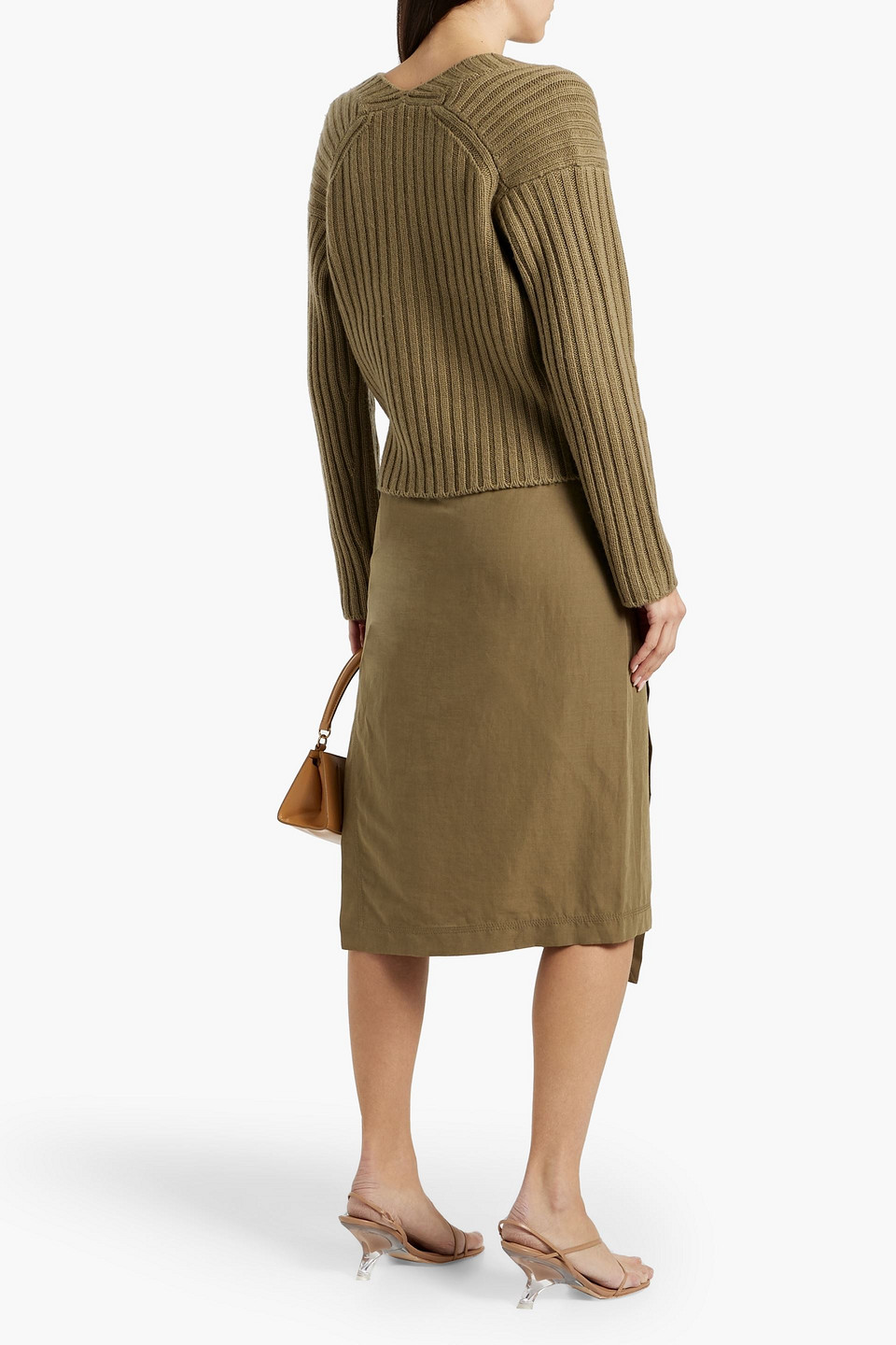 VINCE WRAP-EFFECT WOVEN SKIRT