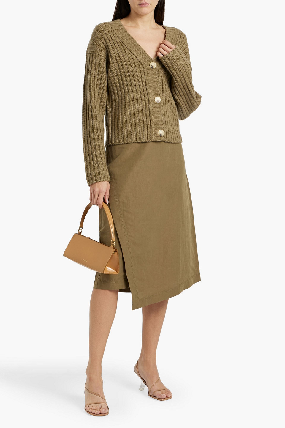 VINCE WRAP-EFFECT WOVEN SKIRT