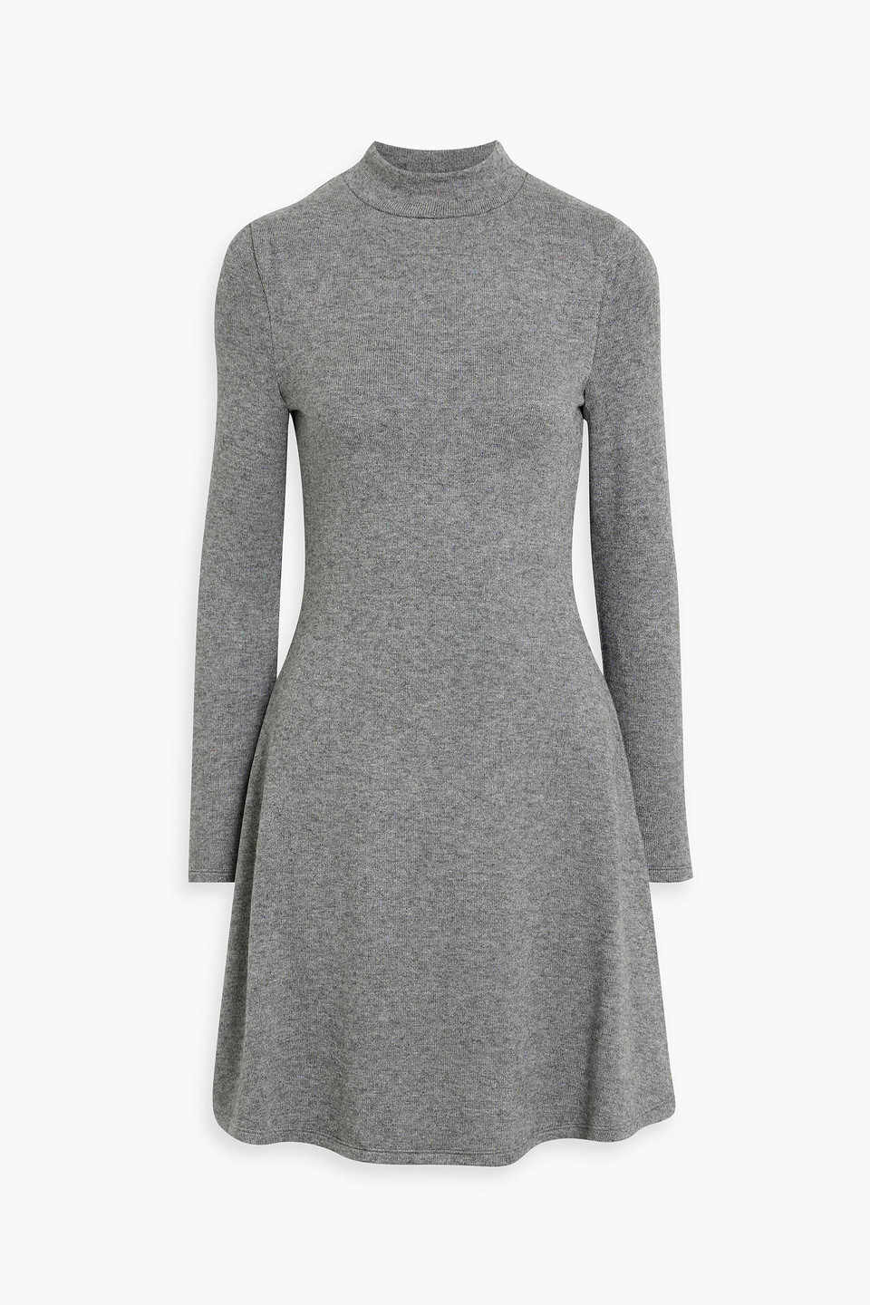 Vince High-neck Flared Knit Dress In Gray