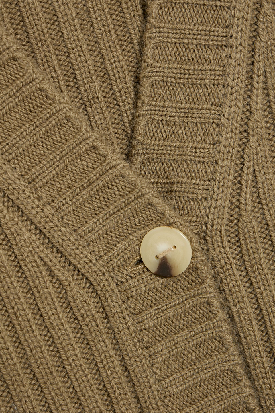Shop Vince Ribbed Wool And Cashmere-blend Cardigan In Army Green