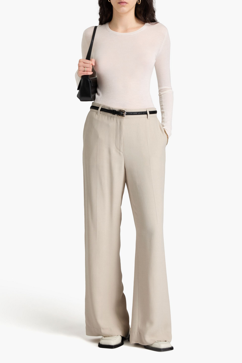 Totême Crepe Wide-leg Pants In Beige