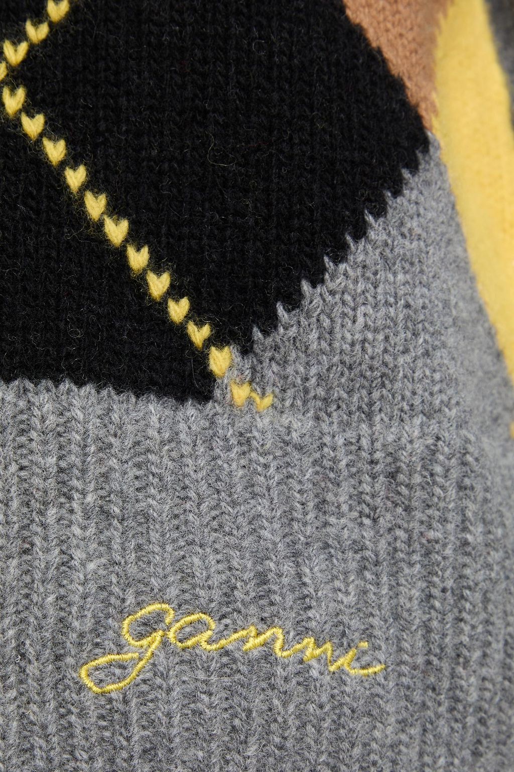 GANNI Argyle wool-blend cardigan
