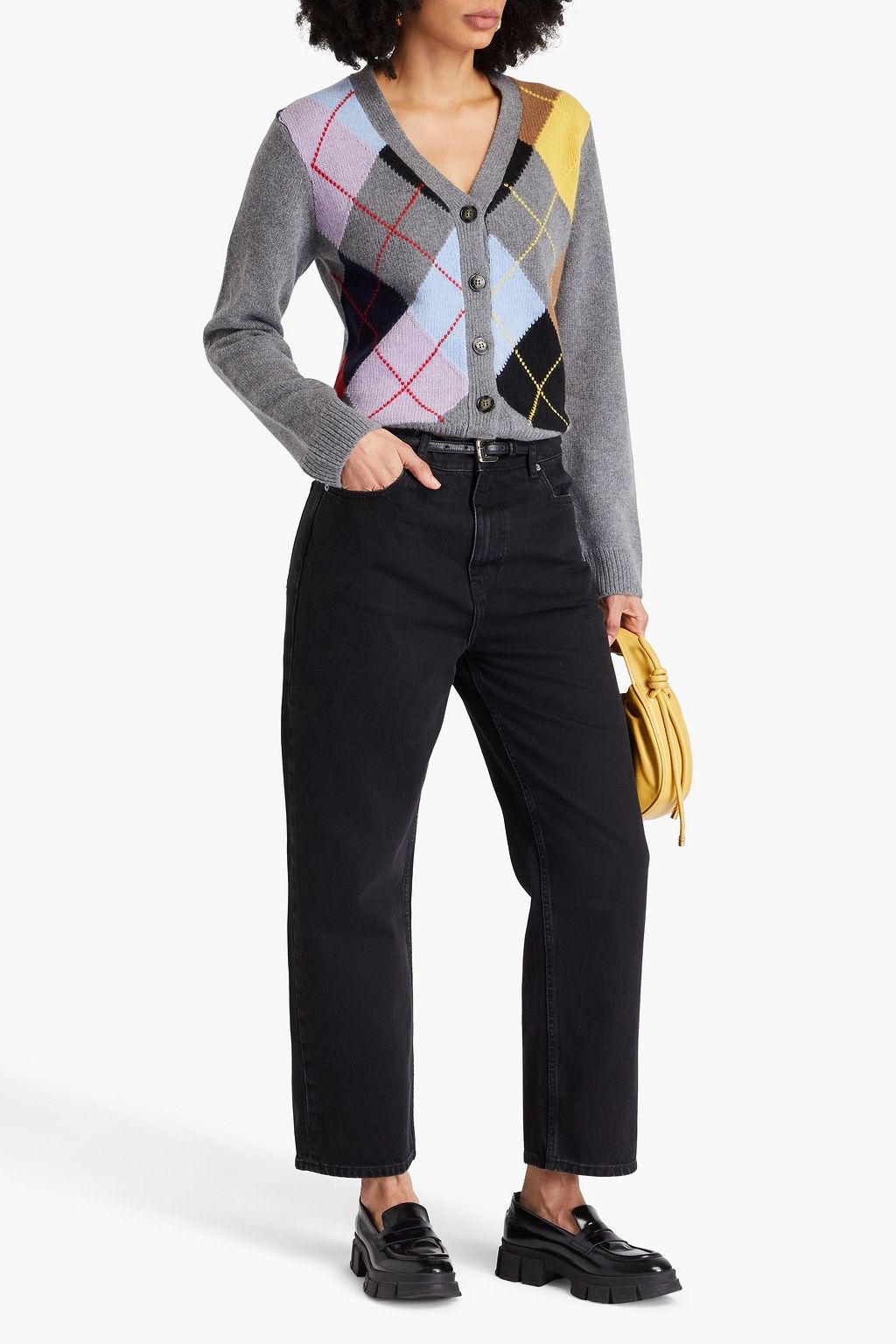 GANNI Argyle wool-blend cardigan