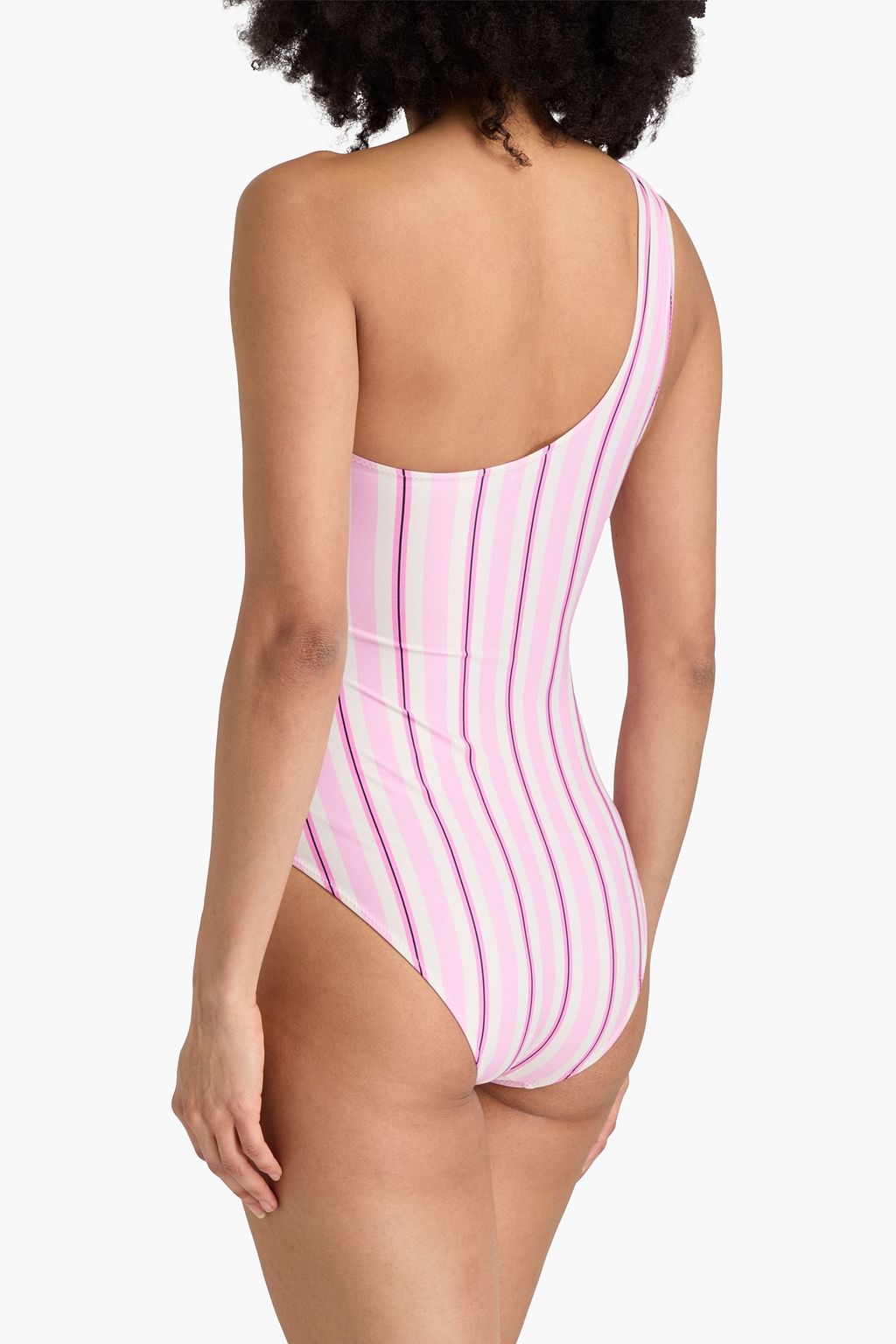 GANNI One-shoulder striped swimsuit