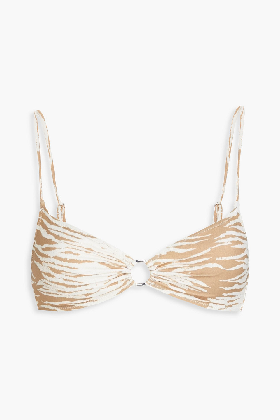 Ganni Ring-embellished Tiger-print Bikini Top
