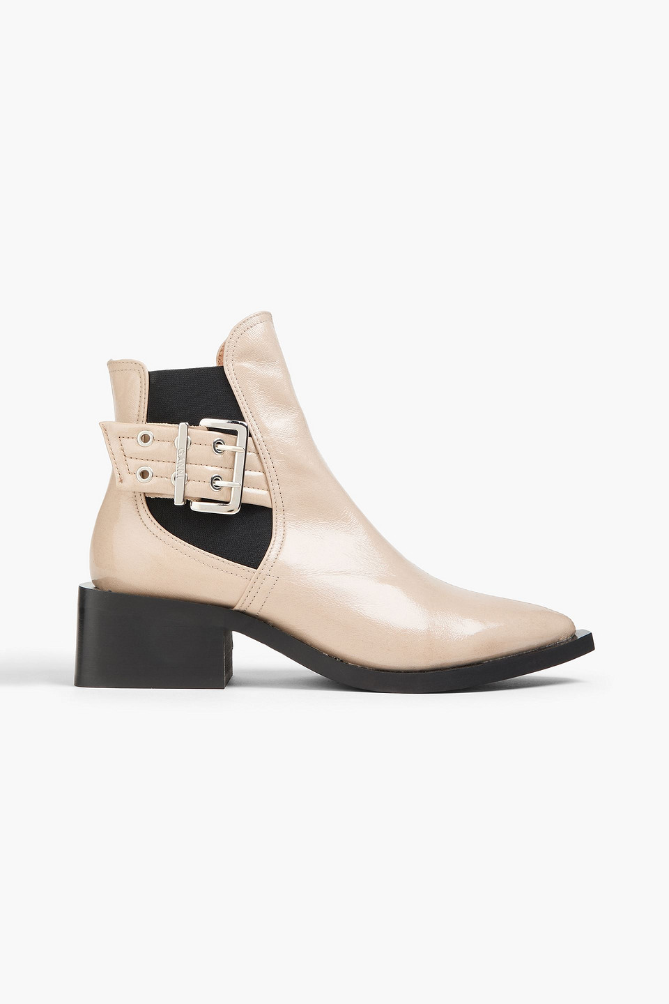 Ganni Feminine Recycled Buckle Chelsea Booties In Taos Taupe