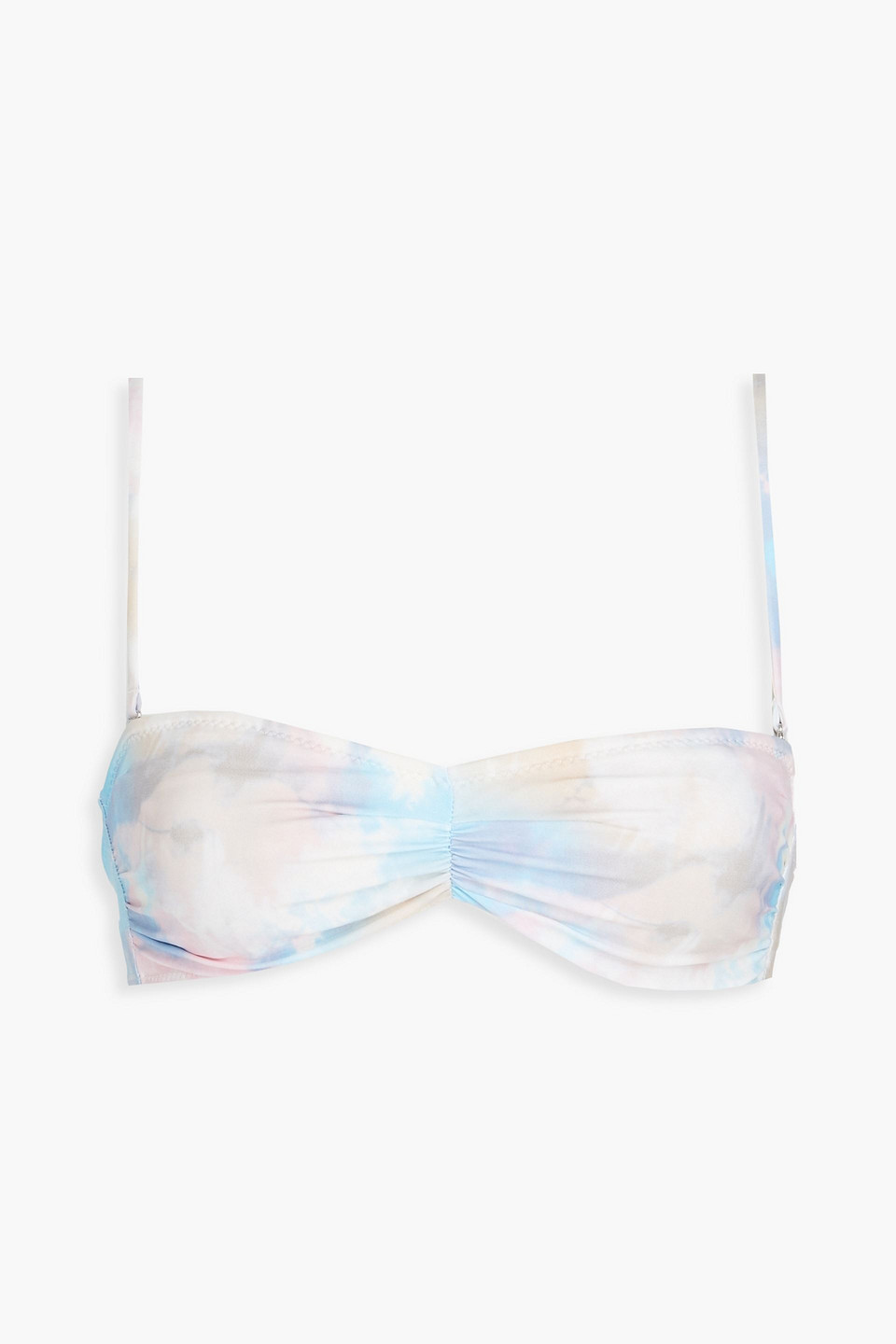 Ganni Ruched Tie-dyed Bandeau Bikini Top