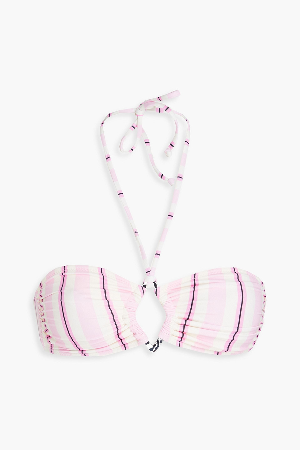 Ganni Striped Cutout Bandeau Bikini Top