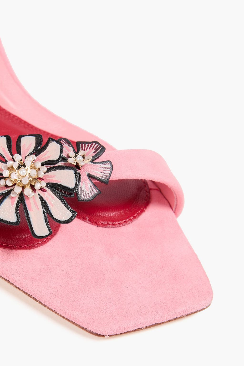 ROGER VIVIER صندل "بلوسوم 45" من الشامواه مع برقعة زخرفية