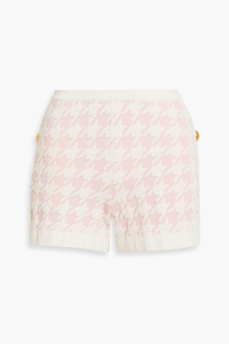 Balmain Houndstooth Jacquard-knit Shorts In Pink