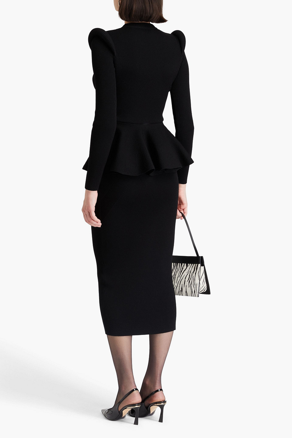 ALEXANDER MCQUEEN RIBBED WOOL-BLEND MIDI PENCIL SKIRT