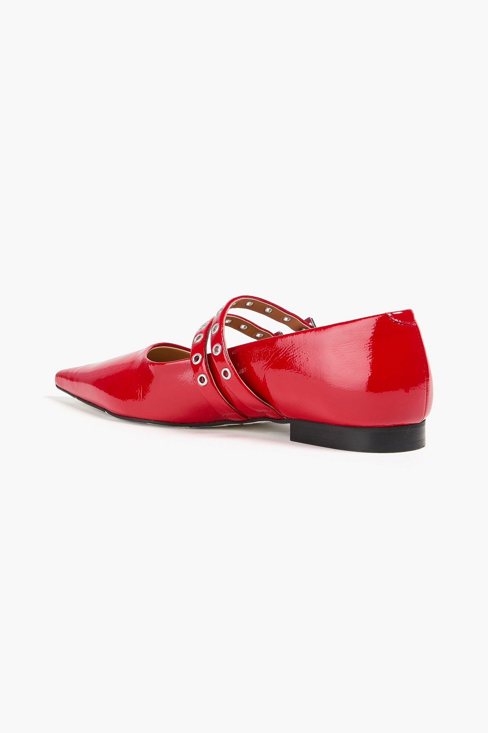 Ganni Point-toe Flats In Red