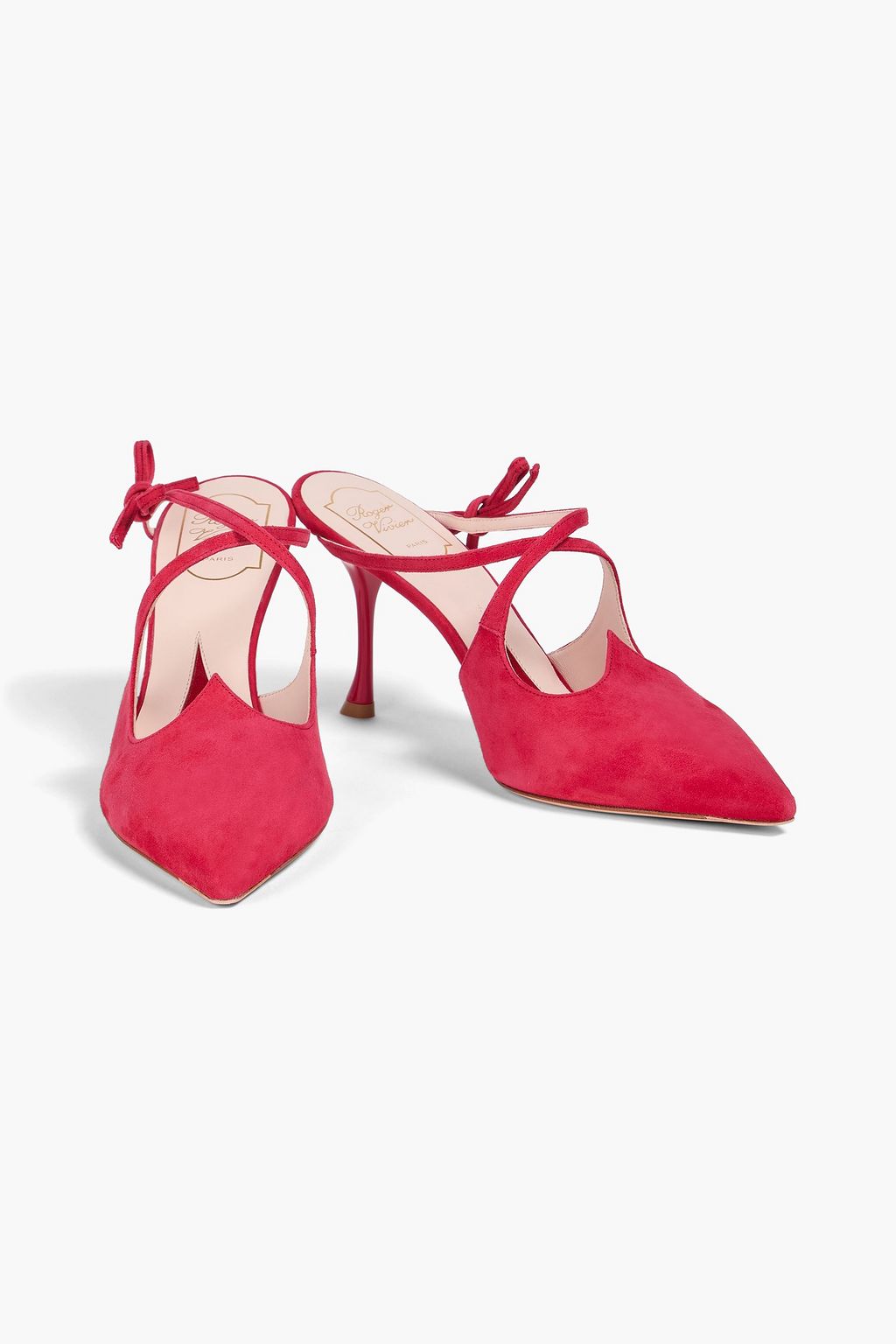 ROGER VIVIER حذاء بامب "أي لاف فيفيه" من الشامواه مزين بربطة على شكل فراشة