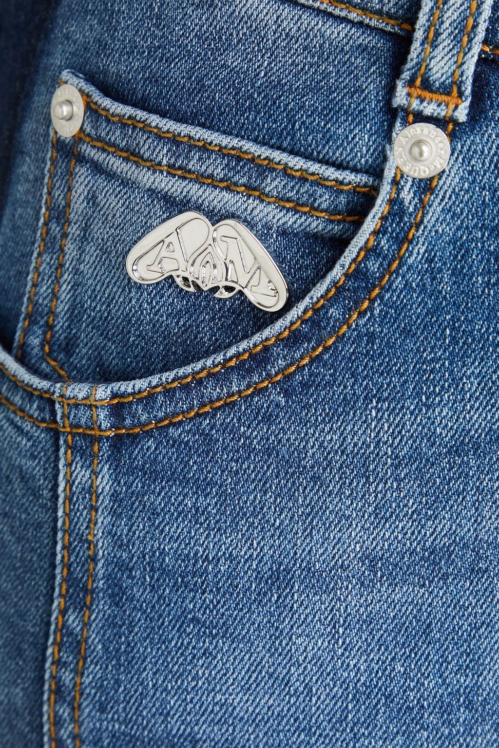 MCQUEEN Midirock aus ausgewaschenem Denim