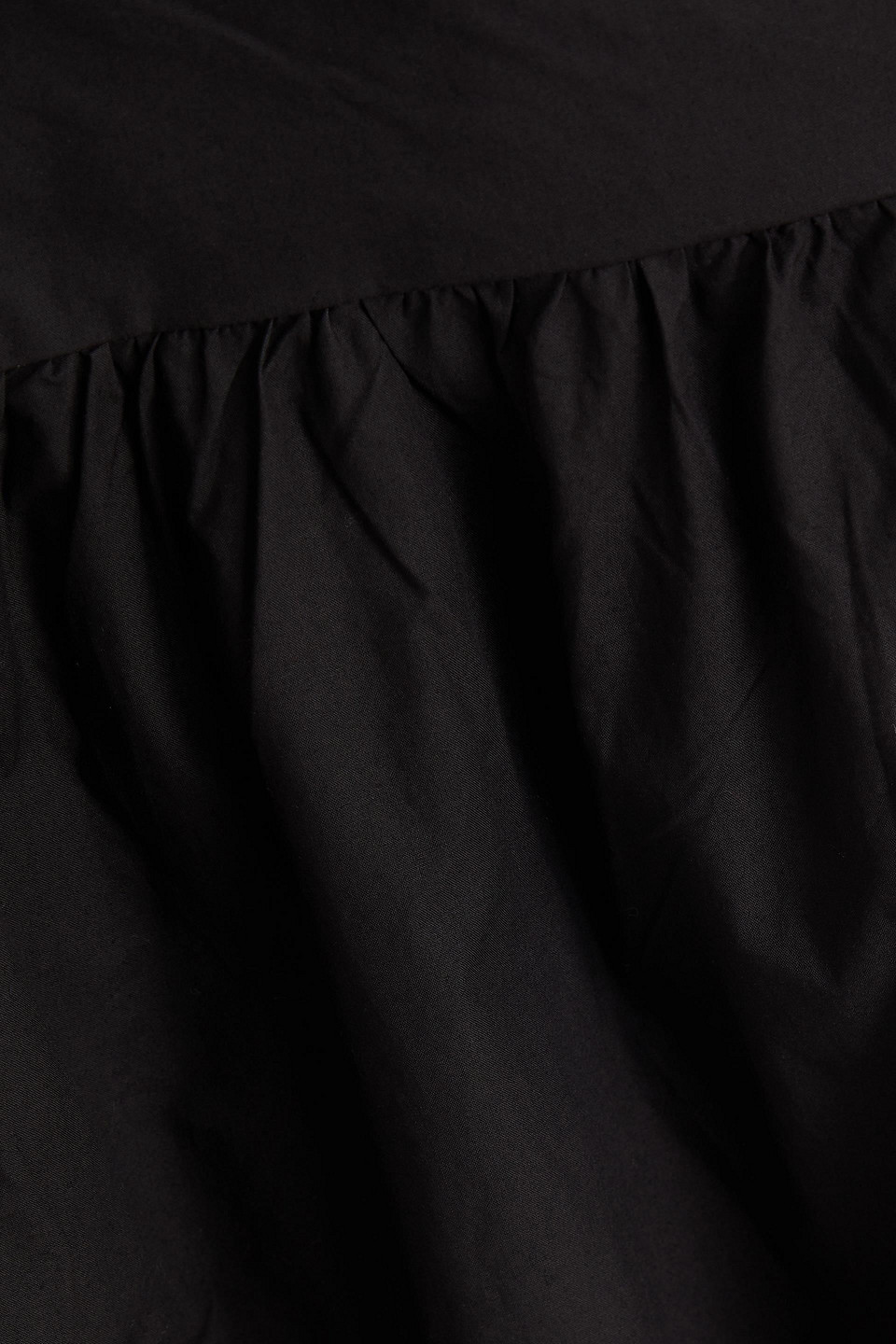 Ganni Midikleid Aus Baumwollpopeline Mit Raffung In Schwarz