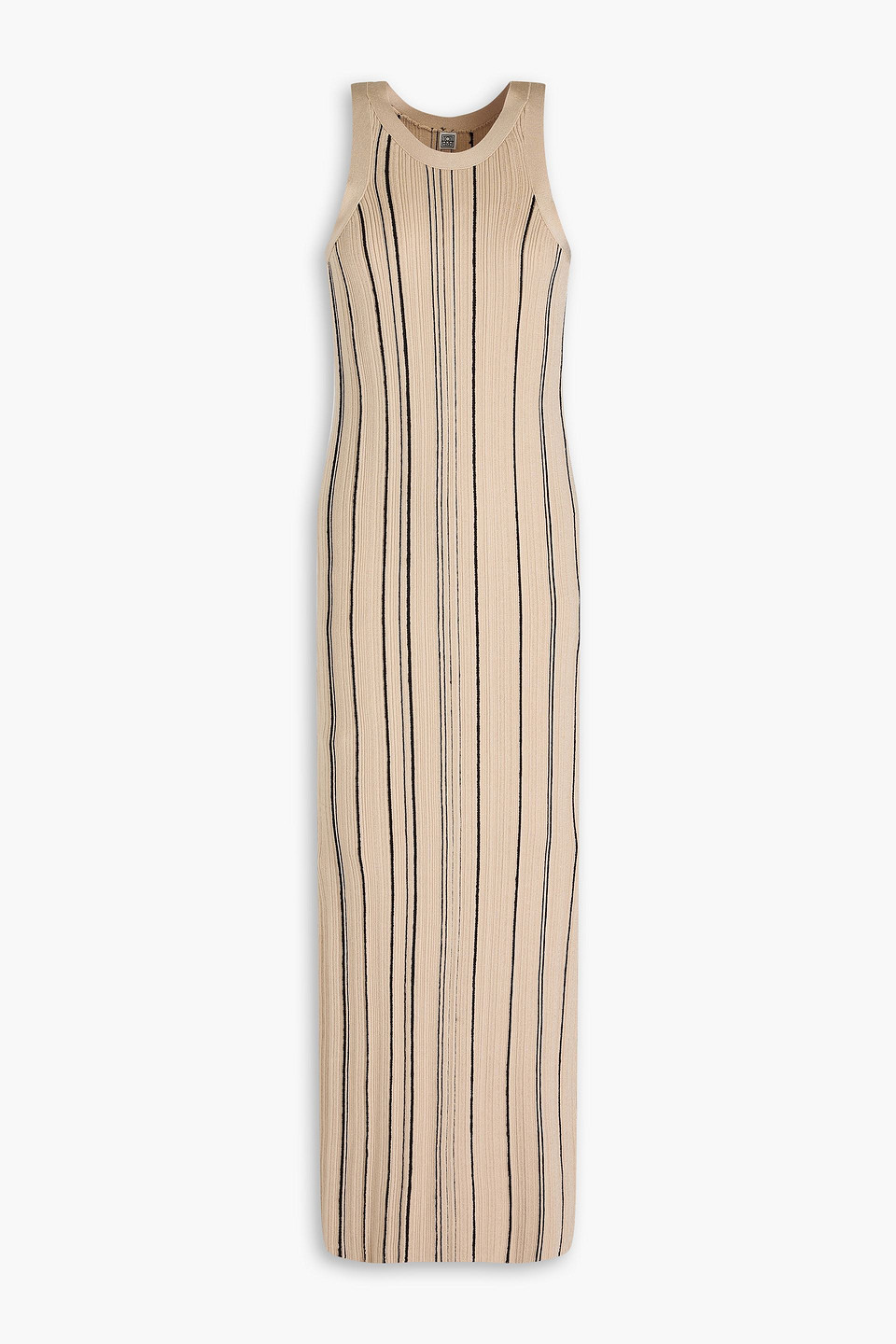 TOTÊME NAIA STRIPED RIBBED-KNIT MIDI DRESS