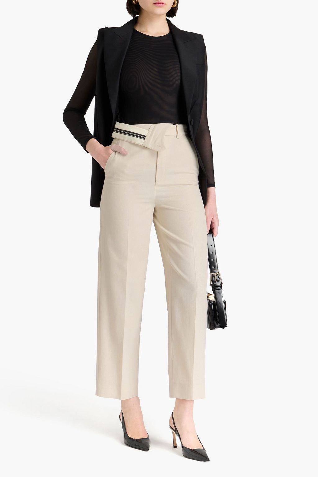 FENDI Hose mit geradem Bein aus Twill aus einer Woll-Baumwollmischung