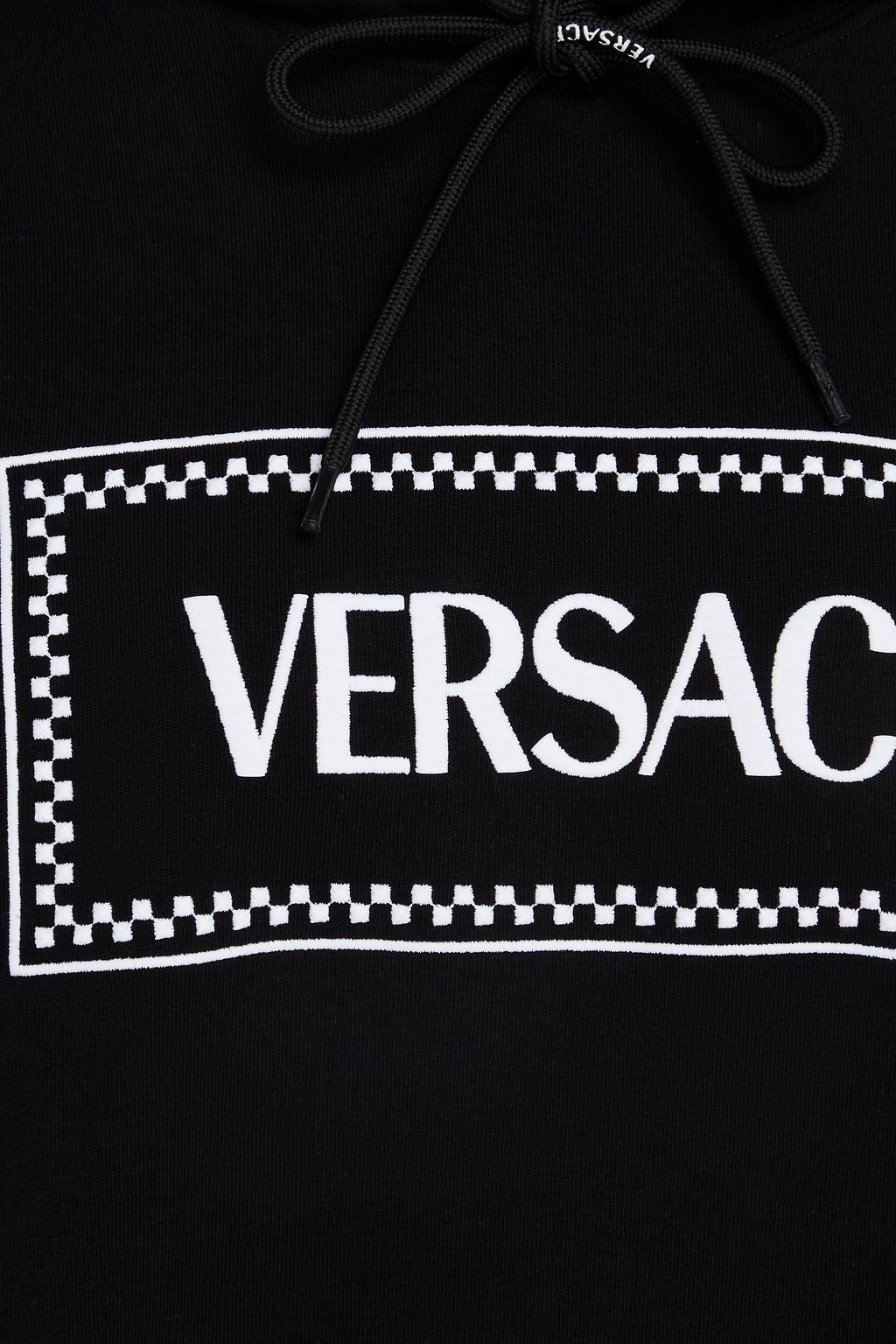 VERSACE كنزة هودي مطرّزة مصنوعة من قطن تيري فرنسي مطاطي