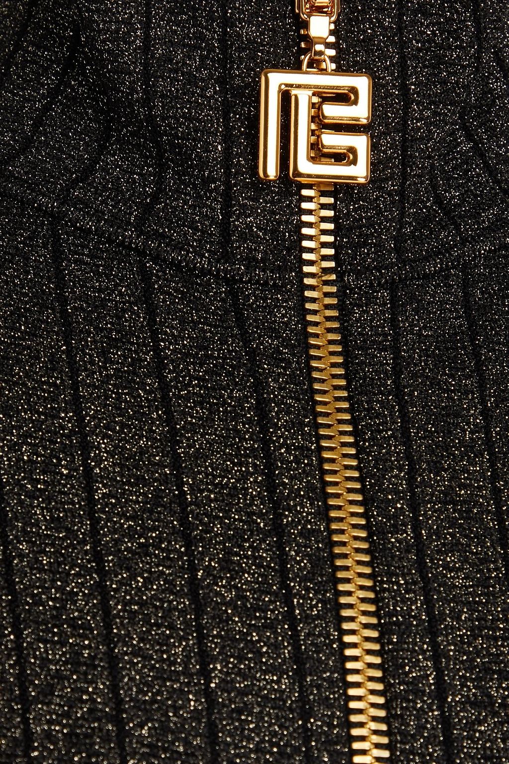 BALMAIN 메탈릭 리브 니트 미니 드레스