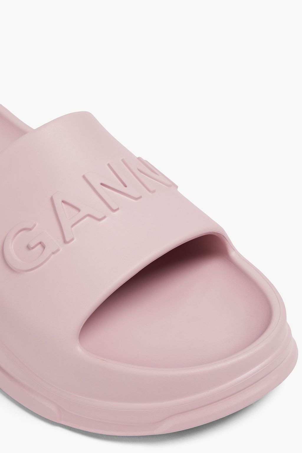 GANNI 로고 엠보싱 고무 슬라이드 샌들