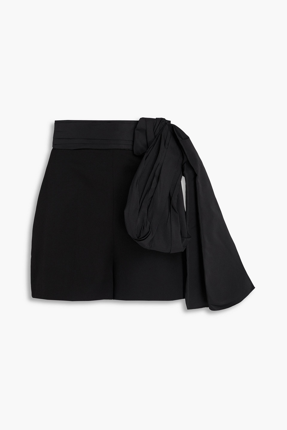 ALEXANDER MCQUEEN BOW-DETAILED TAFFETA AND WOOL-CREPE SHORTS