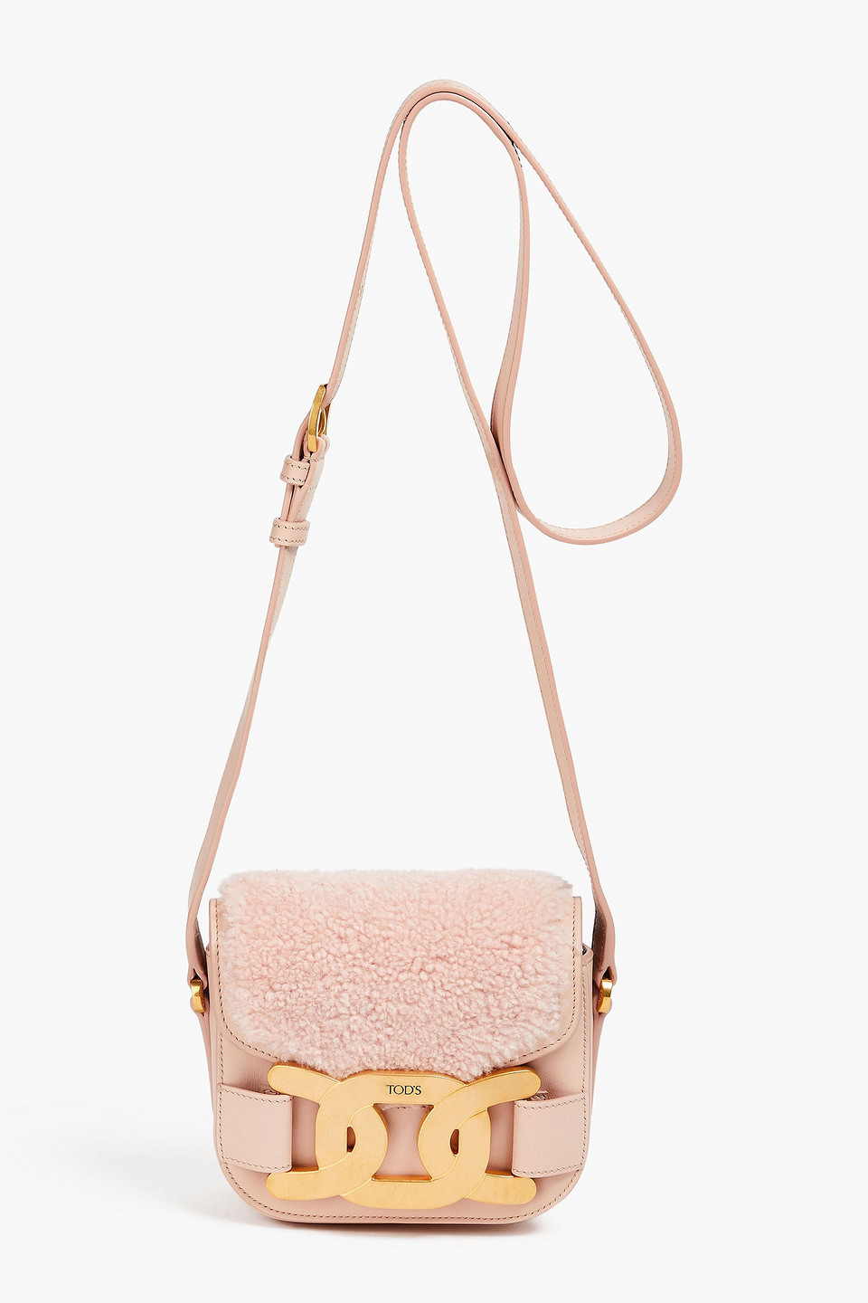 Tod's Kate Crossbody Bag Aus Leder Und Shearling In Rougefarben