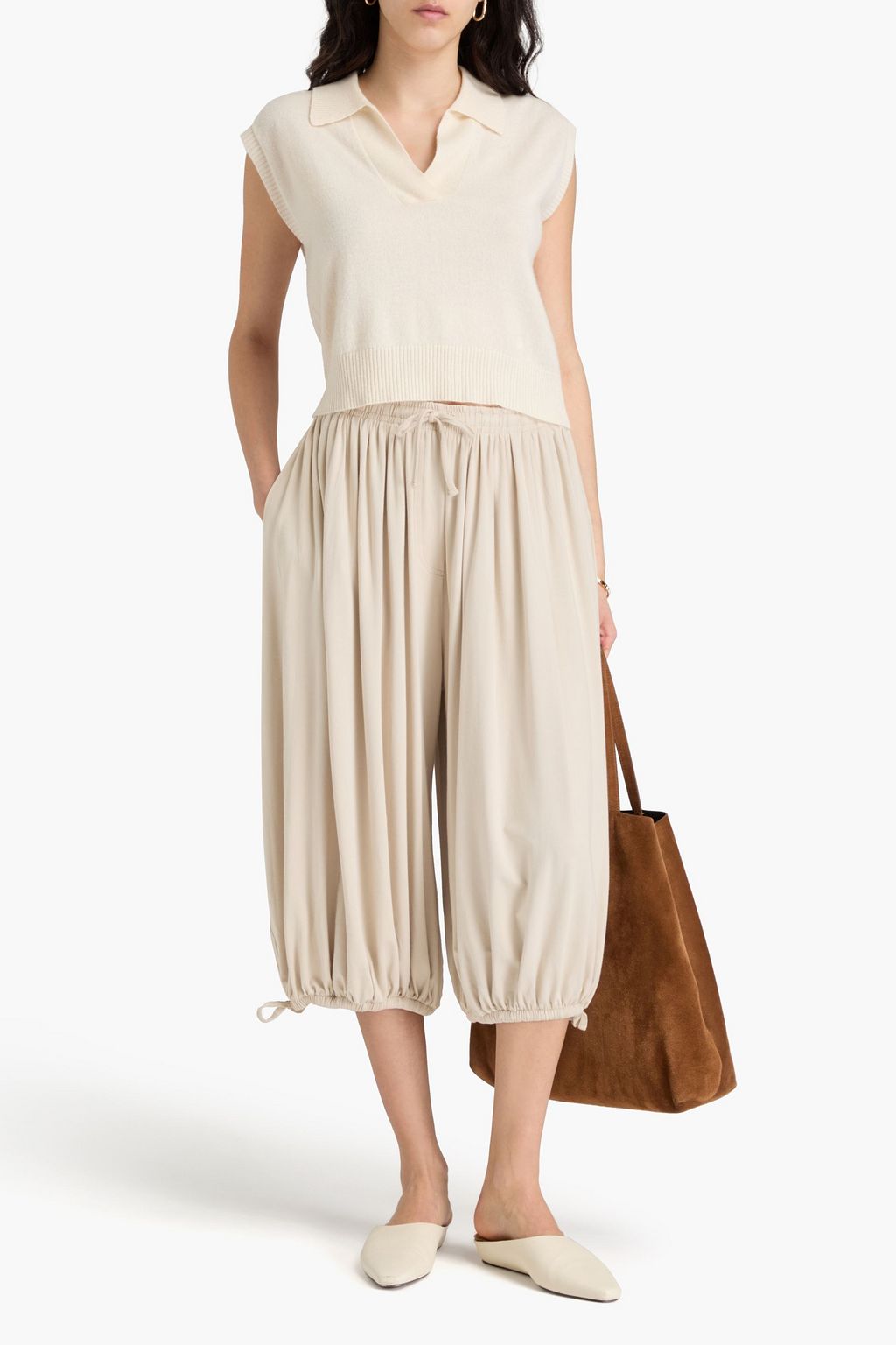 TOTEME Gathered stretch-jersey culottes