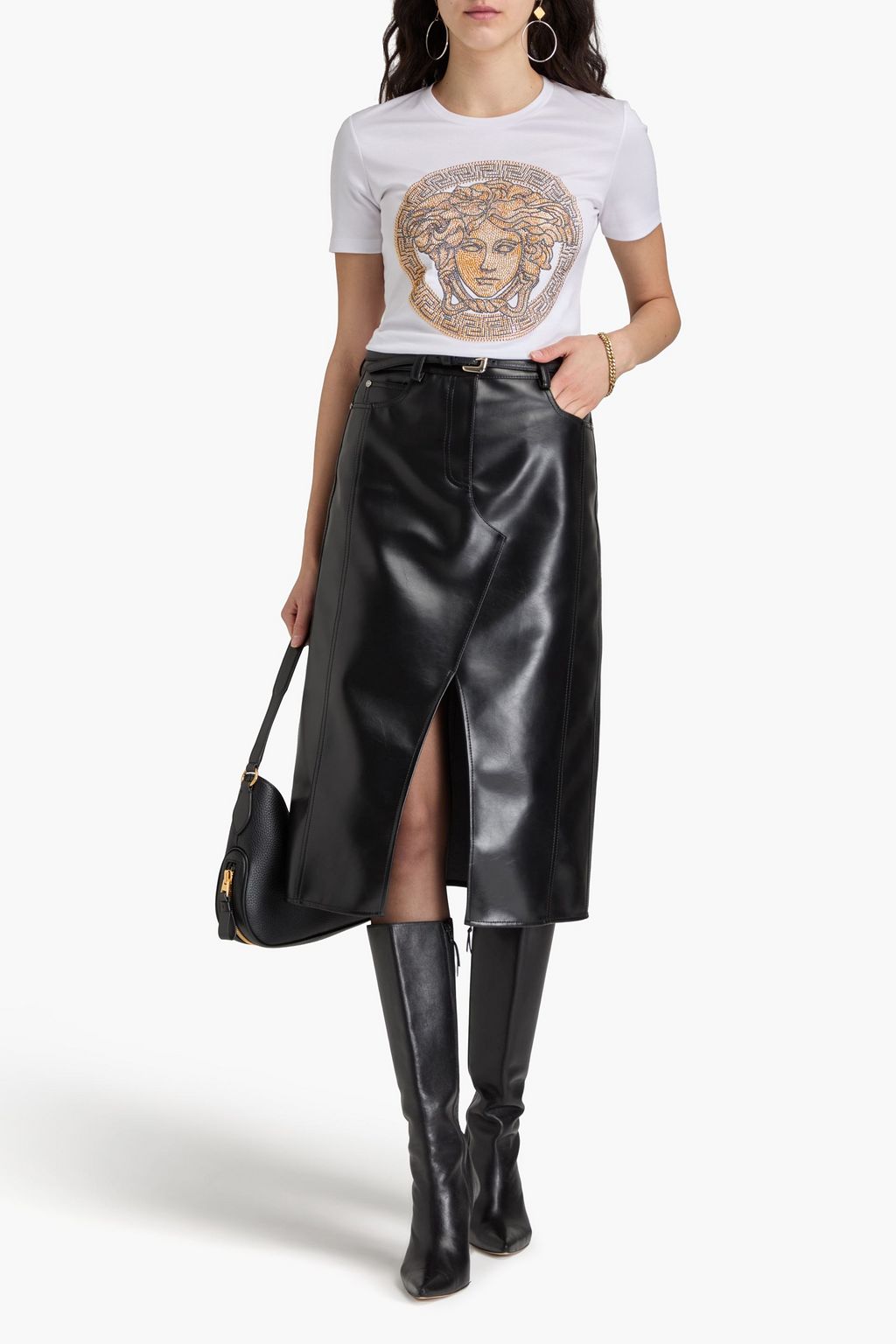 VERSACE تي شيرت من القطن والجيرسي بتصميم مزركش