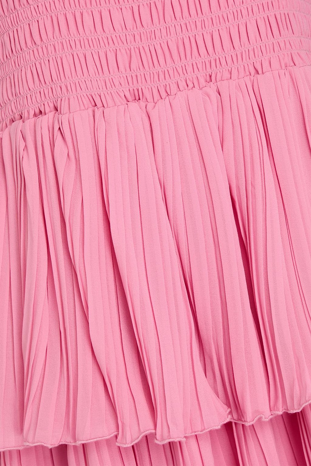 GANNI Tiered plissé-georgette midi dress