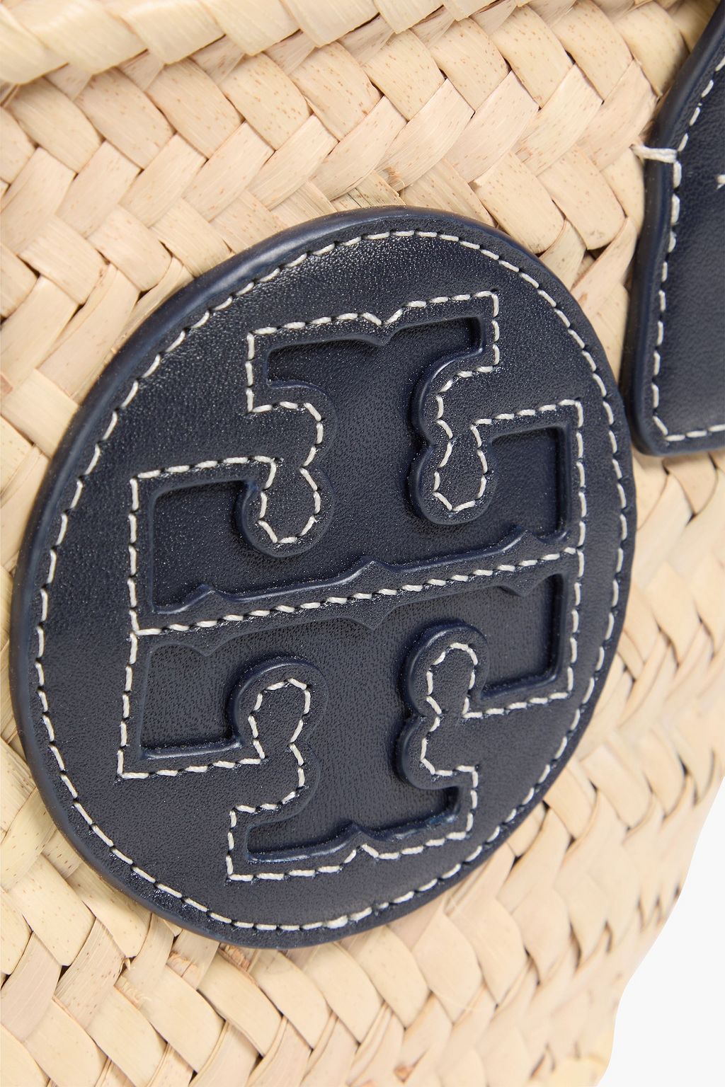TORY BURCH Ella mini Tote Bag aus Stroh mit Lederbesatz
